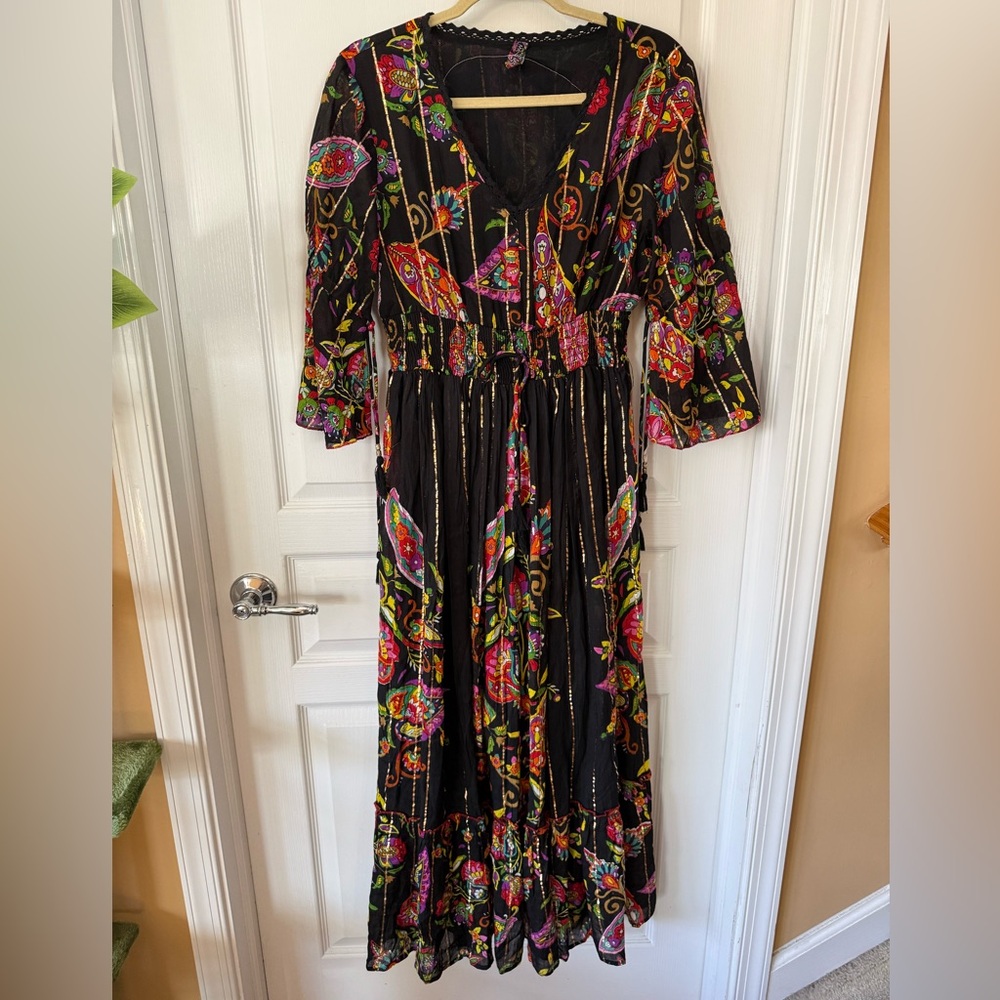 “Faith over Fear” Multicolor Floral Long Sleeve Dress with graphic on back